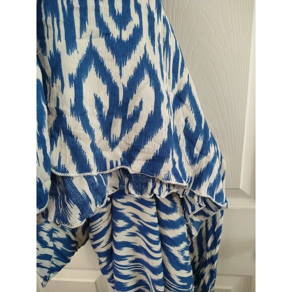 Elan Woman OS Maxi Dress Cristina Halter Blue Print NWT Boho Lagenlook Casual - Picture 4 of 8